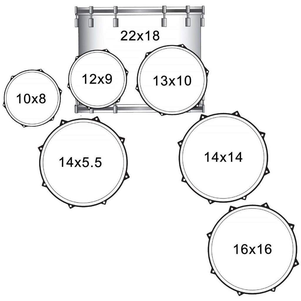 7-Piece Drum Set Shell Pack, Silver Streak C54095