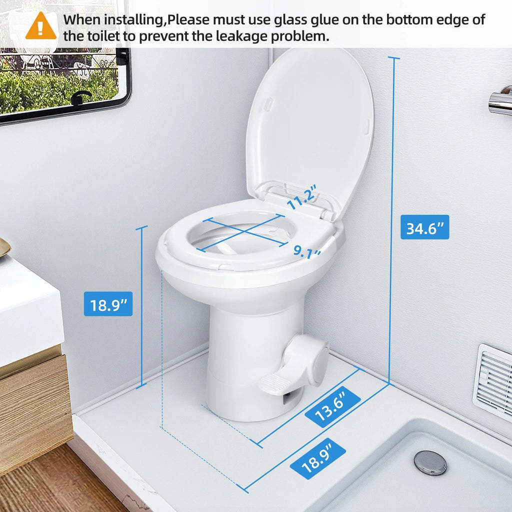 Portable RV Toilet with Pedal Flush White N74468