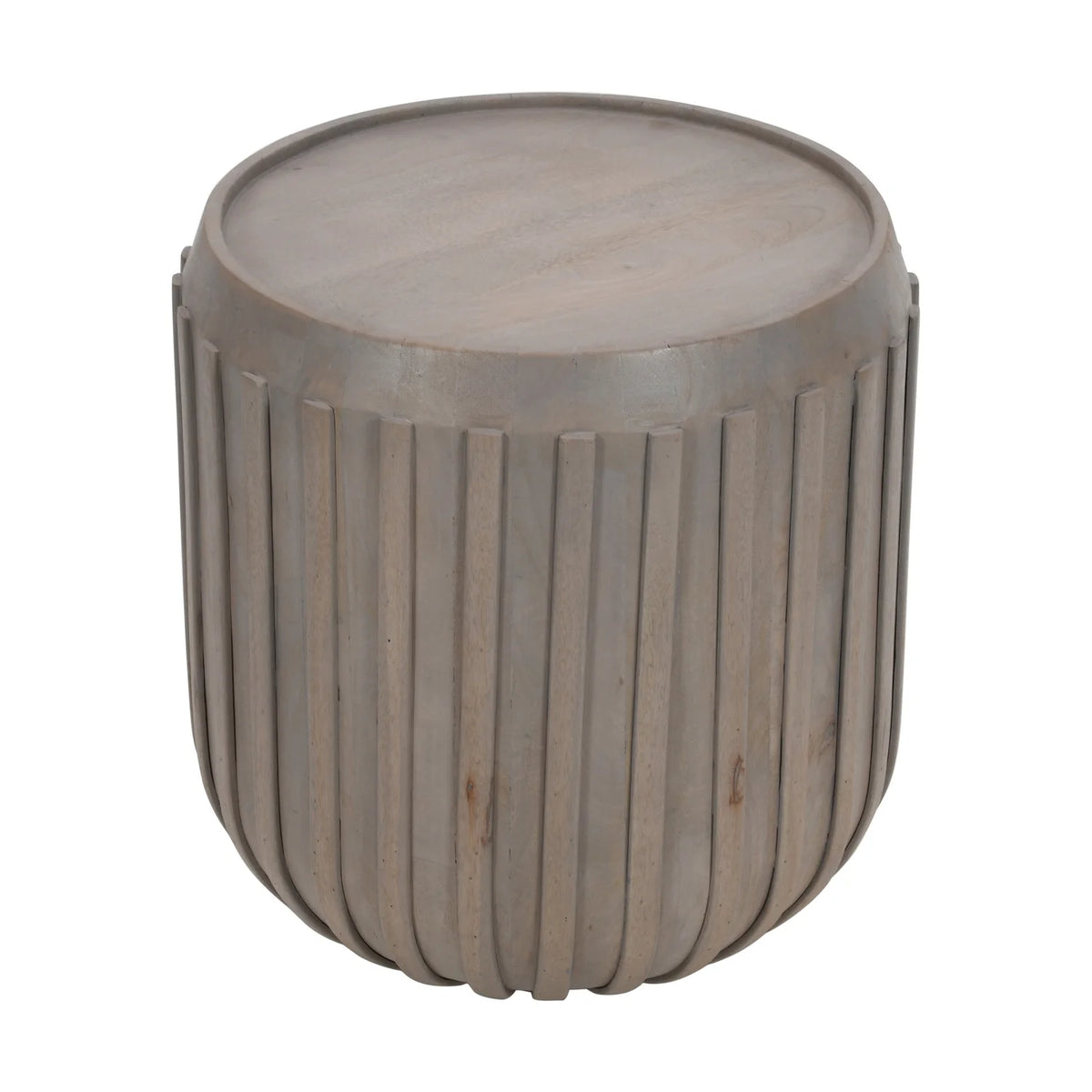 25 in. Mango Wood Drum Shape Side End Table E17197