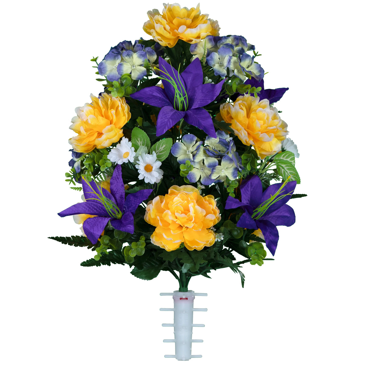 Purple Lily and Yellow Peony Artificial Flowers Bouquet A2424