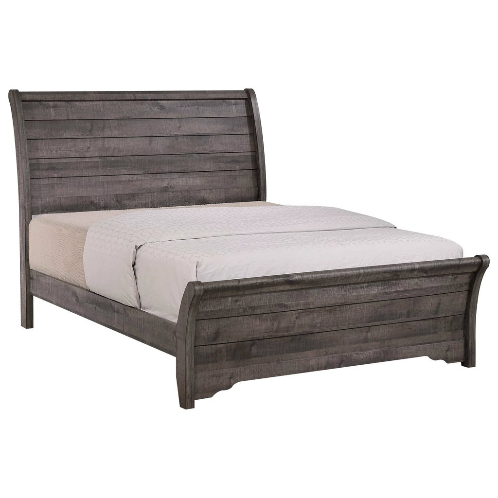 5pc Queen Size Bed Dresser Mirror Nightstand Set Wooden Furniture Gray Finish N698744