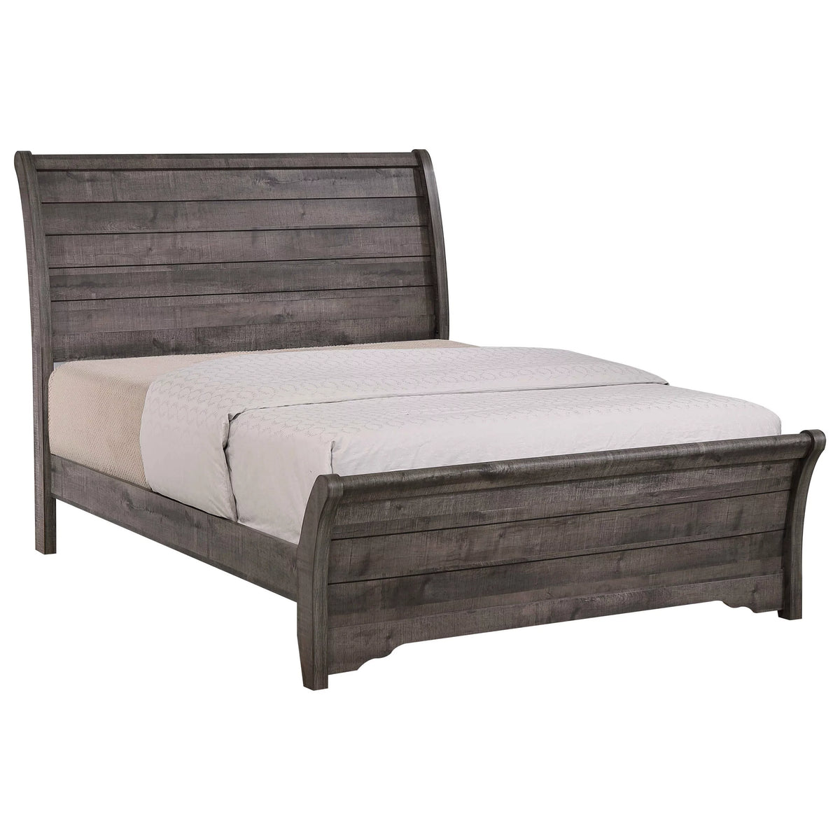 5pc Queen Size Bed Dresser Mirror Nightstand Set Wooden Furniture Gray Finish N698744
