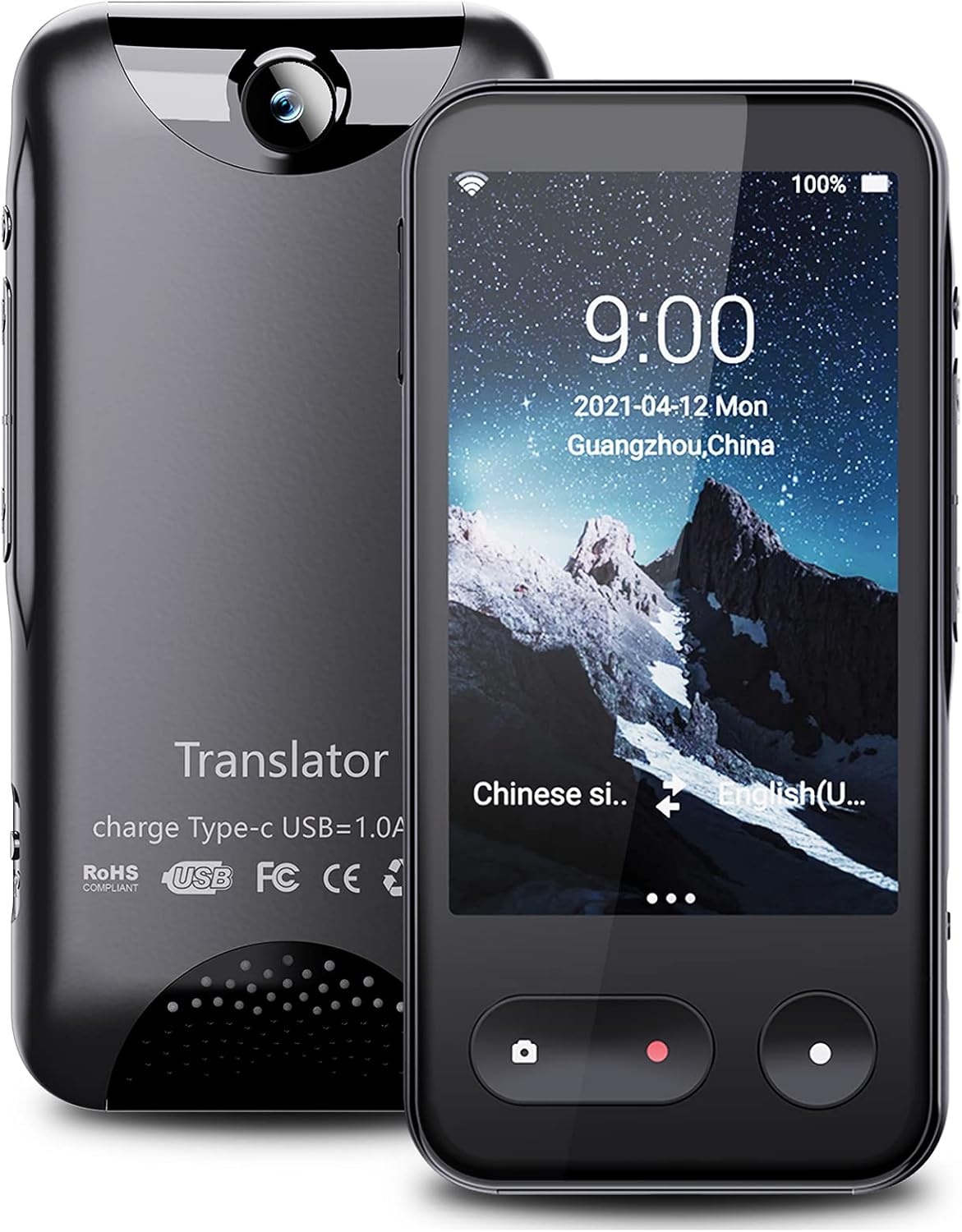 Black 138 Language Voice Translator with 4G SIM Card and Camera A5329