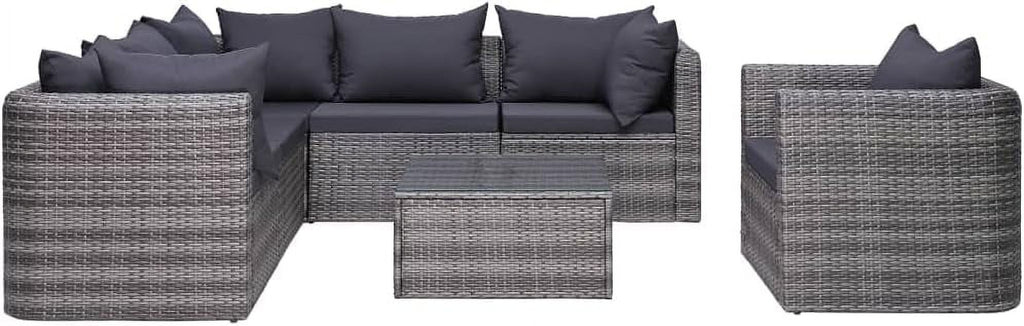 5 Piece Poly Rattan Patio Lounge Set with Cushions P9443