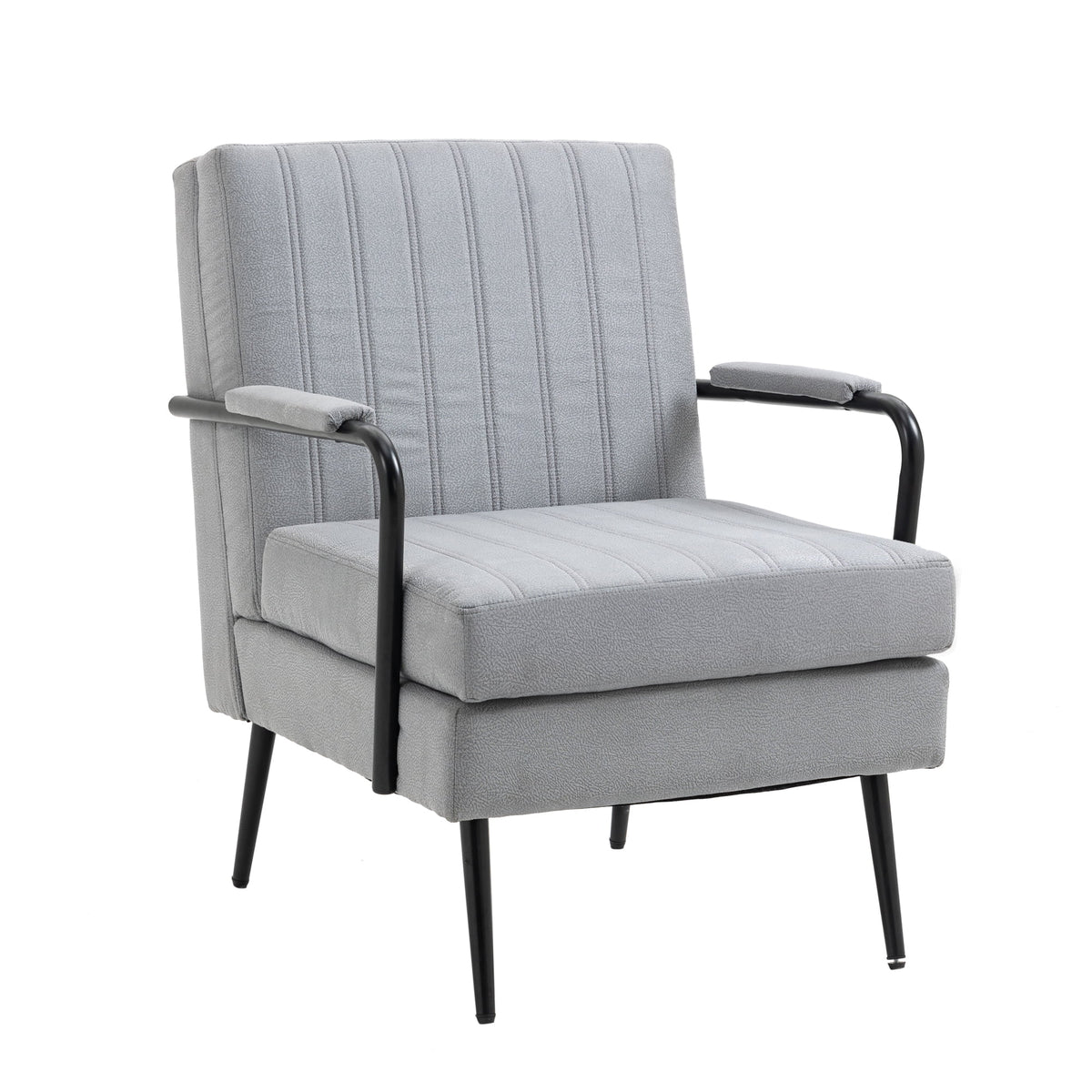 Grey Mid-Century Modern Accent Chair with Metal Leg J36989