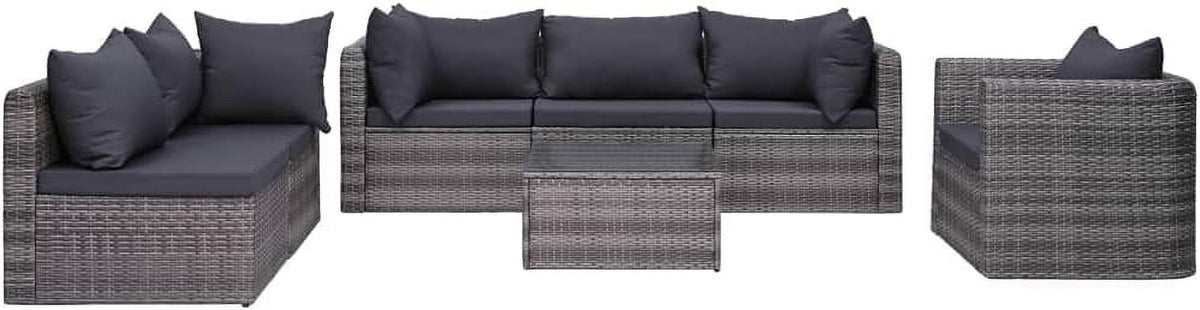 5 Piece Poly Rattan Patio Lounge Set with Cushions P9443