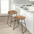24 in. Backless Counter Height Stool with Brown Mango Wood Saddle Seat & Black Metal Base H6412