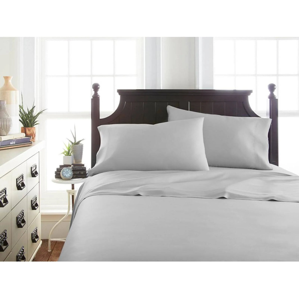 California King Gray Solid Sheet Set D876