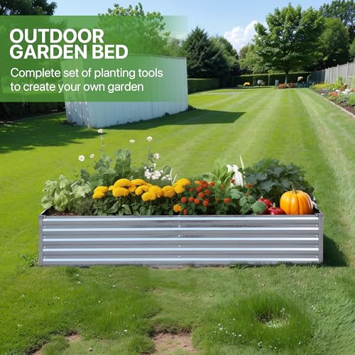 Galvanized Raised Garden Bed 8x4x1.5FT Metal Deep Planter R46674