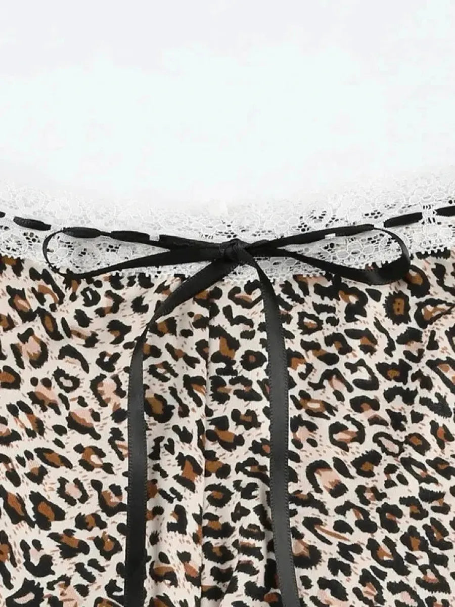 Cheetah Ribbon Lace Tight Shorts B287724