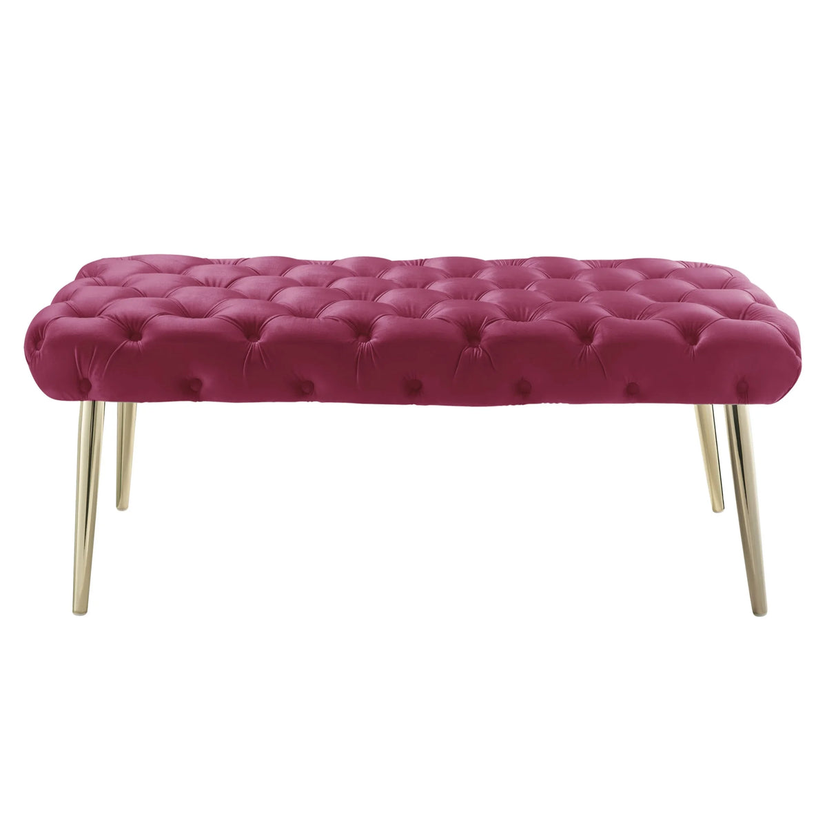 Fuchsia/Gold Velvet Bench with Metal Legs I680934