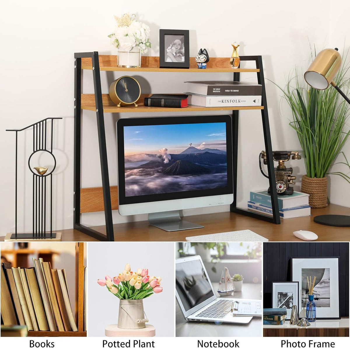 2-Tier Brown Wooden Bookshelf D33460
