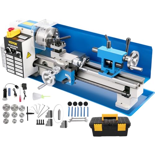 7"x14" 550W Variable Speed Metal Lathe with 3-jaw Chuck Digital Display J1935