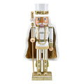 Gold and White Glittered Wooden Nutcracker 14" Y941841