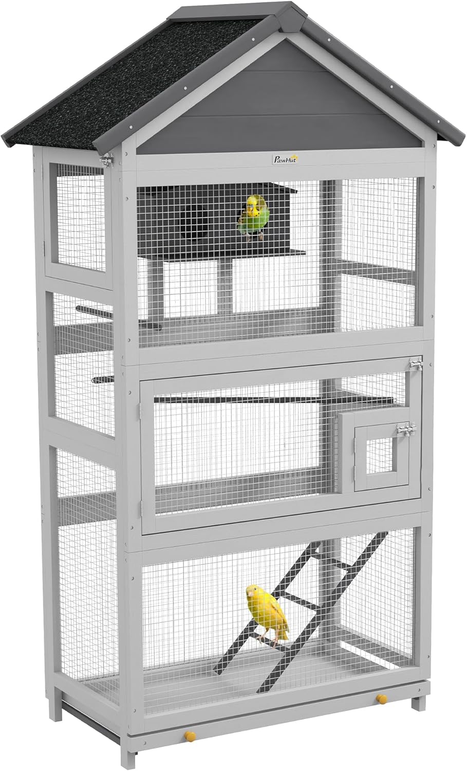 Gray Wooden Bird Cage with Slide-Out Tray A534