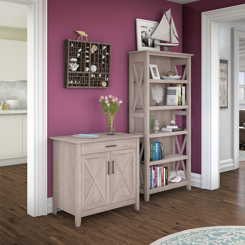 Bing Cherry Secretary Desk With 5 Shelf Bookcase A39031
