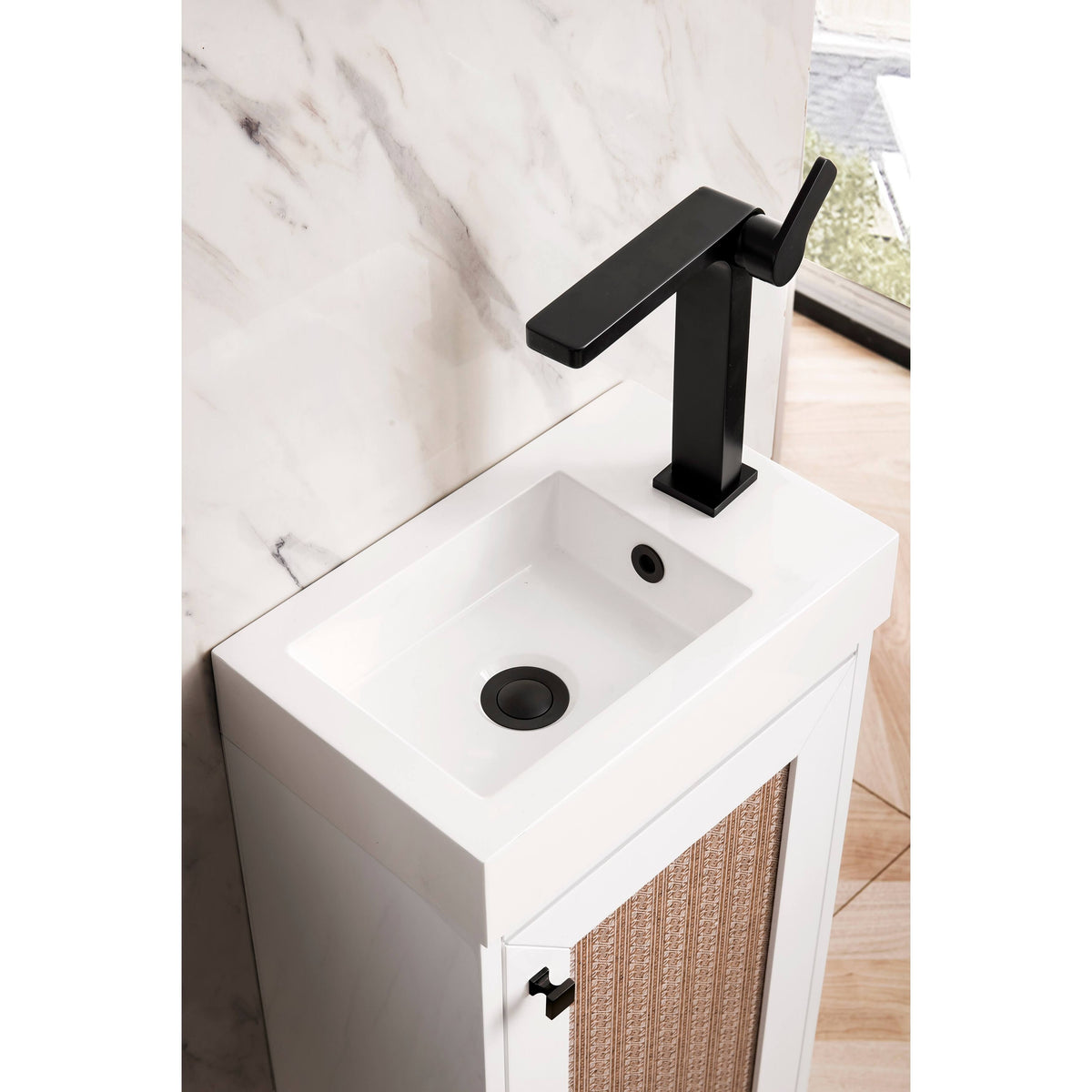 16 in. Chianti Single Vanity Cabinet with White Glossy Resin Countertop N356650