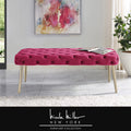 Fuchsia/Gold Velvet Bench with Metal Legs I680934