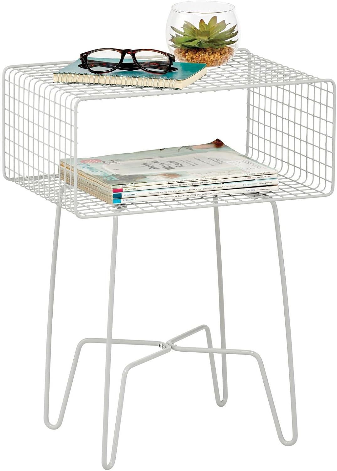 Bronze 2-Tier Metal End Table with Storage Shelf E223