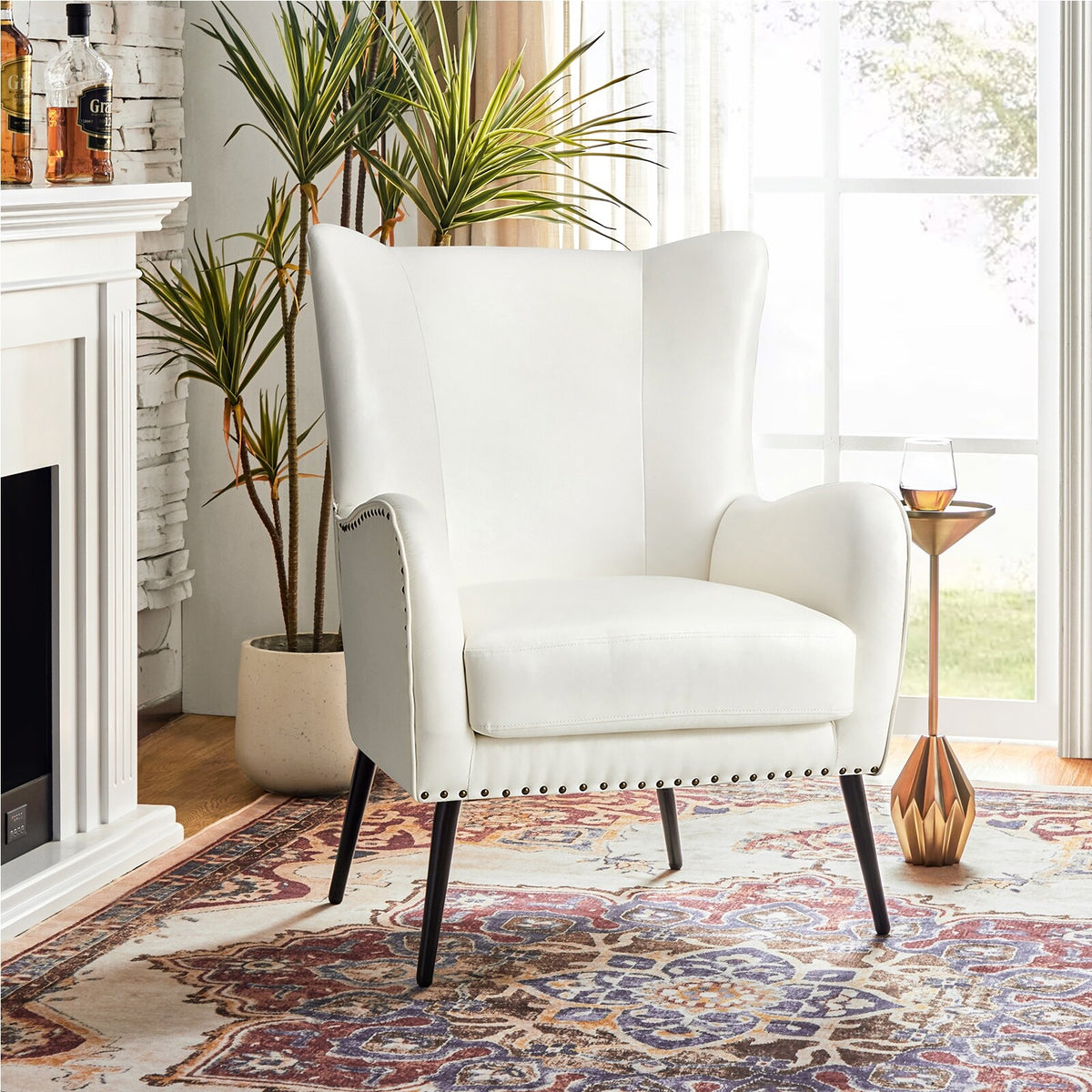IVORY Upholstered Armchair with Metal Legs P4980