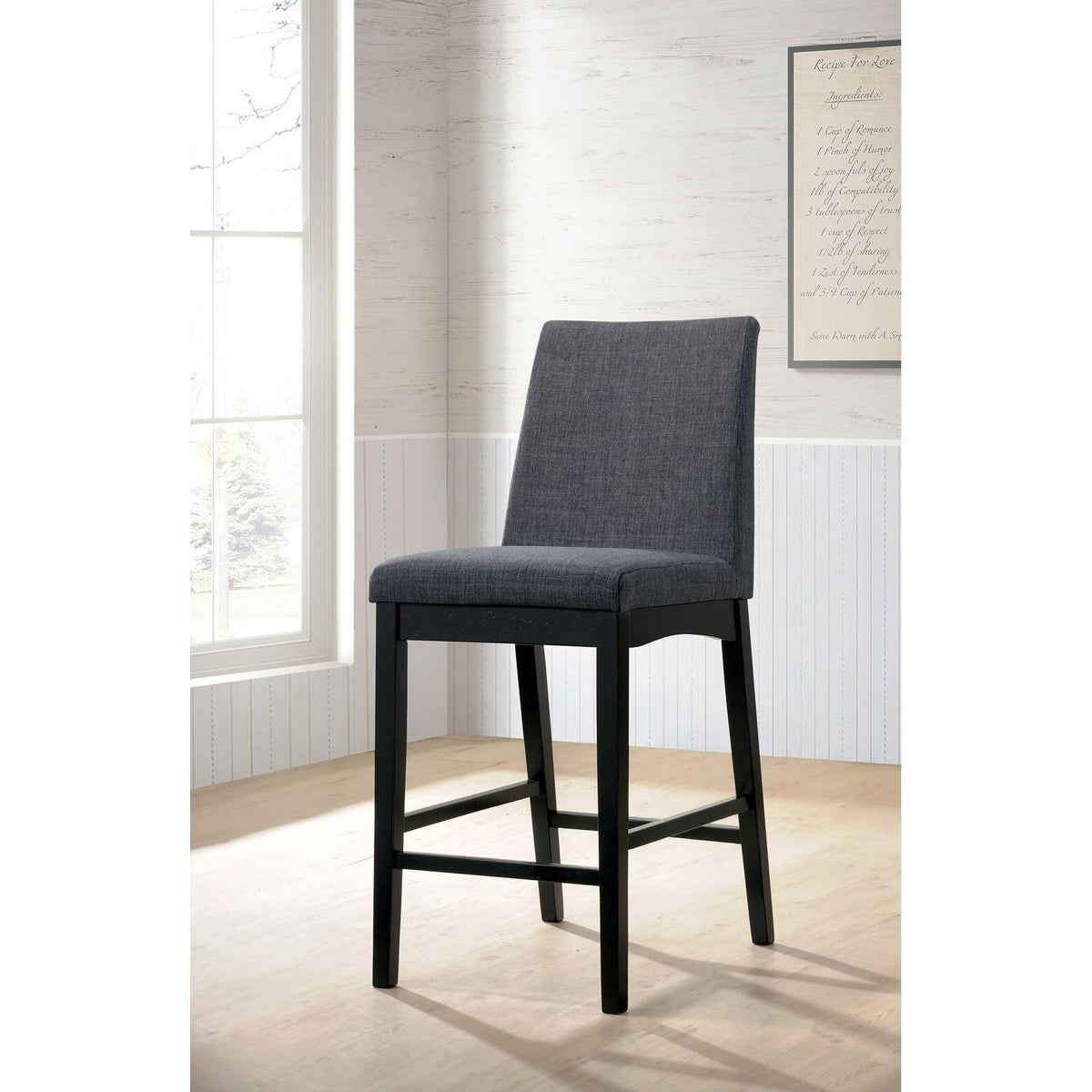 Wire-Brushed Oak/Black Counter Height Chair (Set of 2) Y983134