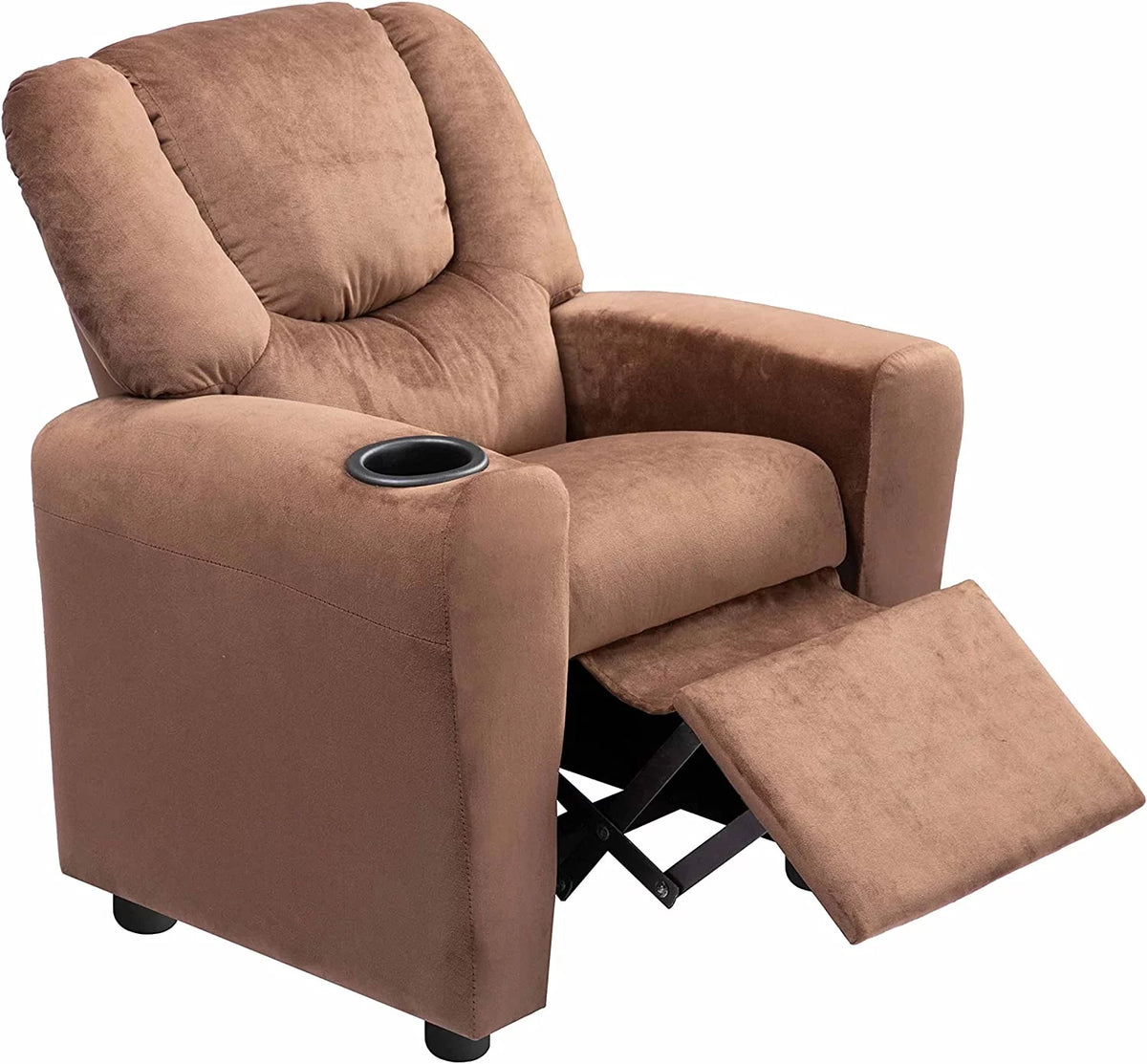 Brown Microfiber Toddler Recliner with Footrest K81612