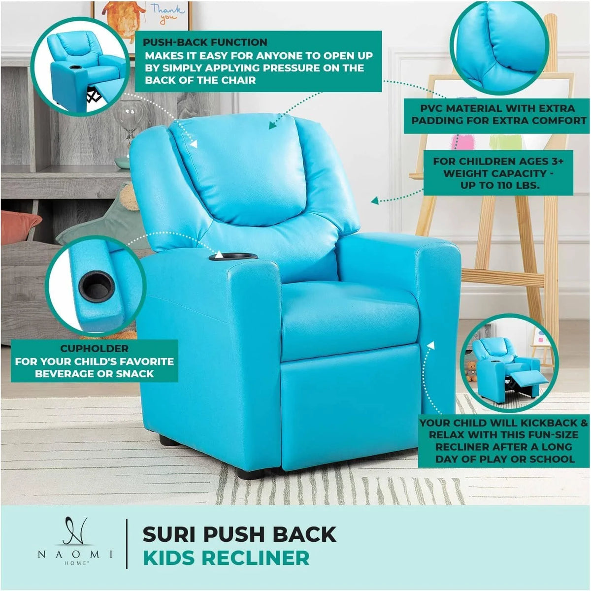 Brown Microfiber Toddler Recliner with Footrest K81612