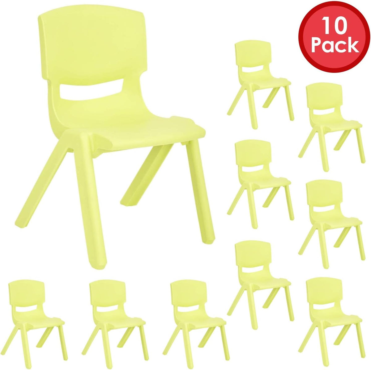 10 Pack Yellow Stackable Plastic Kids Learning Chairs Z7025