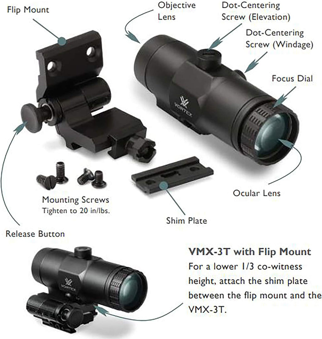 3X Red Dot Sight Magnifier with Built-In Flip Mount H6662