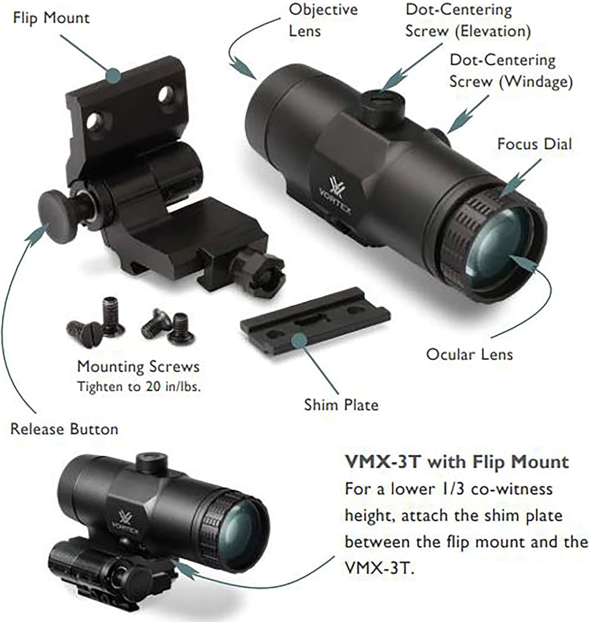 3X Red Dot Sight Magnifier with Built-In Flip Mount H6662