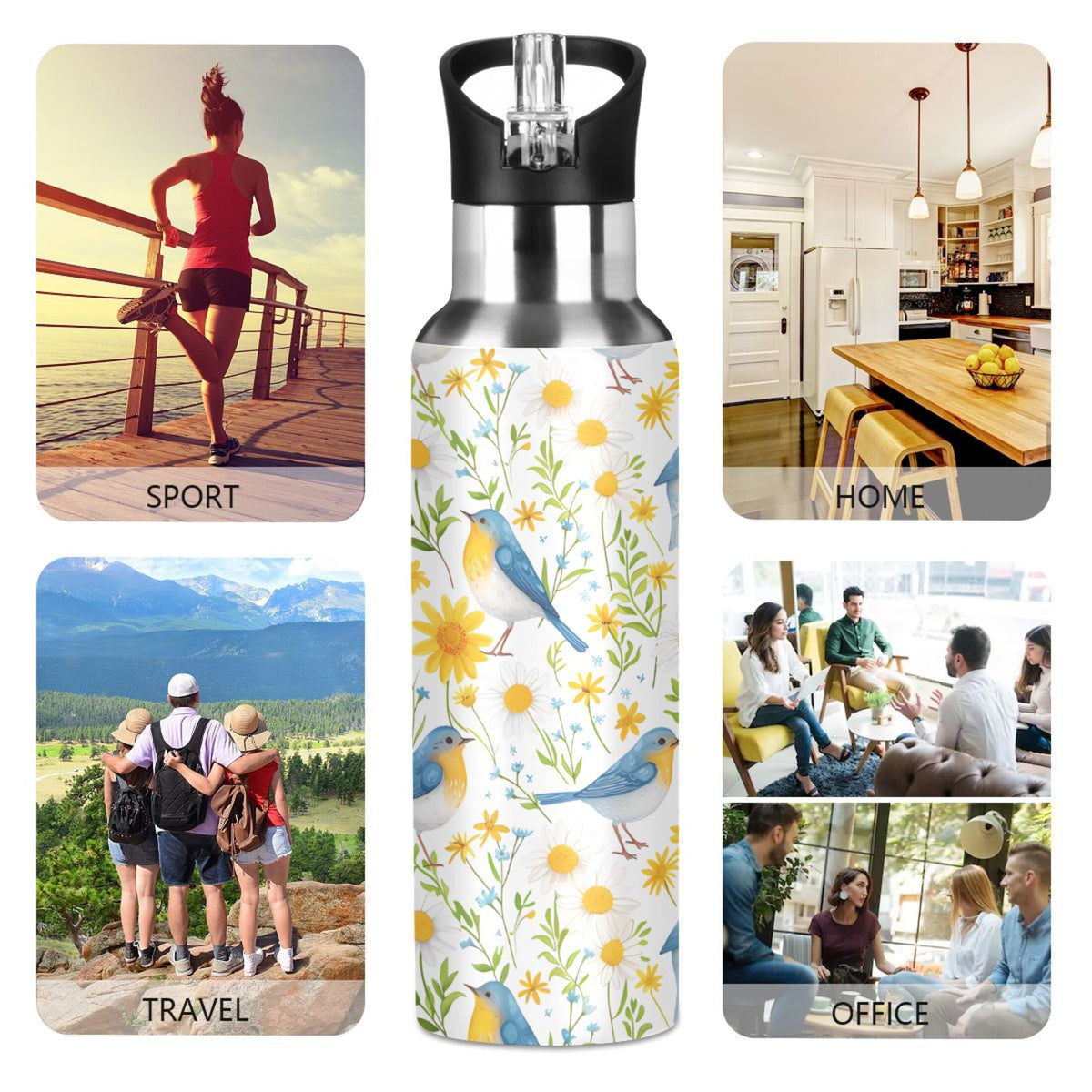 20 oz Insulated Stainless Steel Water Bottle with Straw Lid X6026