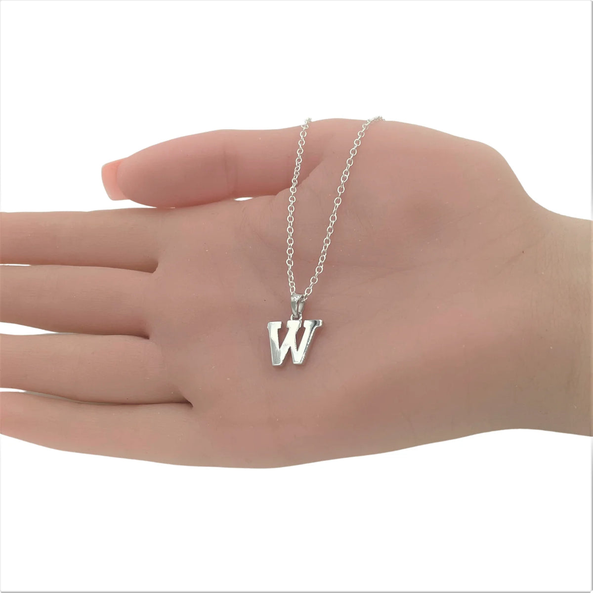 W Initial Pendant Necklace 925 Sterling Silver Y12470