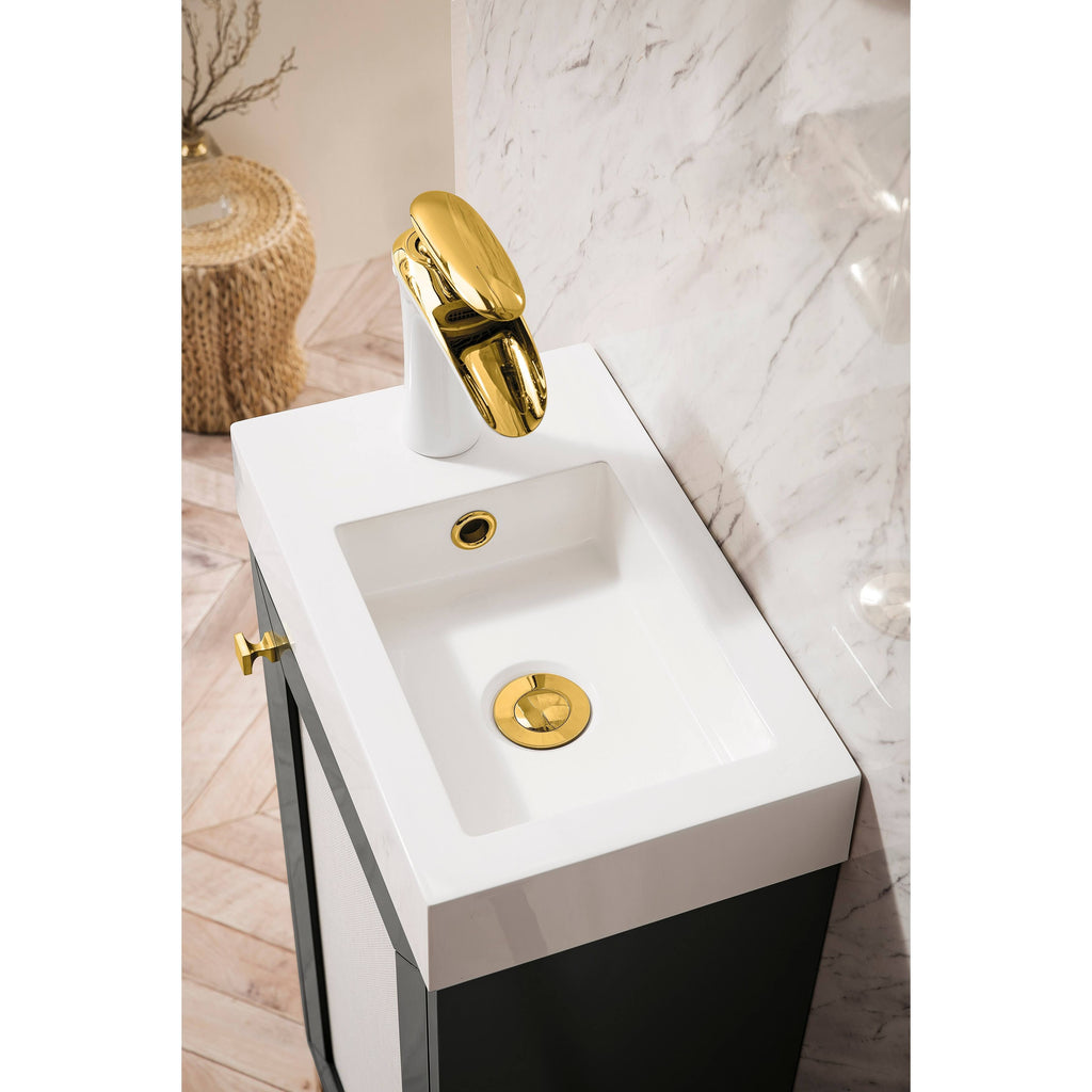 16 in. Chianti Single Vanity Cabinet with White Glossy Resin Countertop N356650