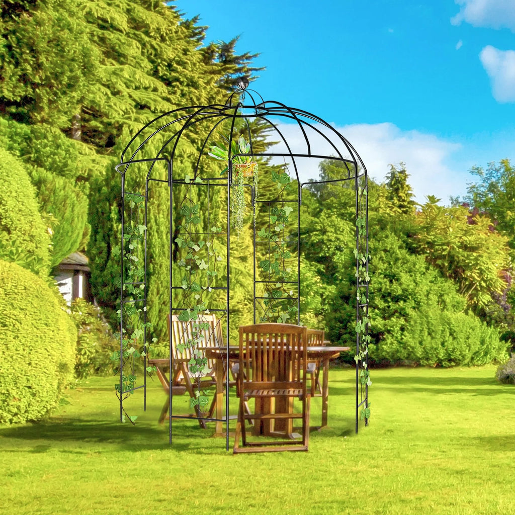 Black Outdoor Trellis Planter with Stakes U156