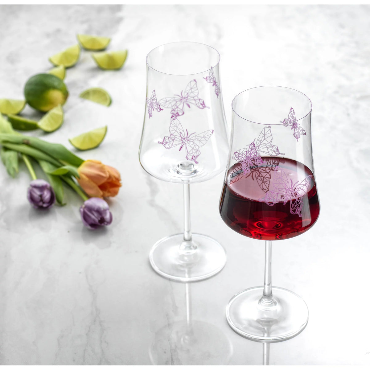 European Crystal Stemmed Red Wine Glass Set of 2 N732