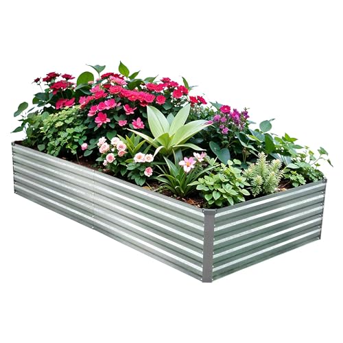 Galvanized Raised Garden Bed 8x4x1.5FT Metal Deep Planter R46674