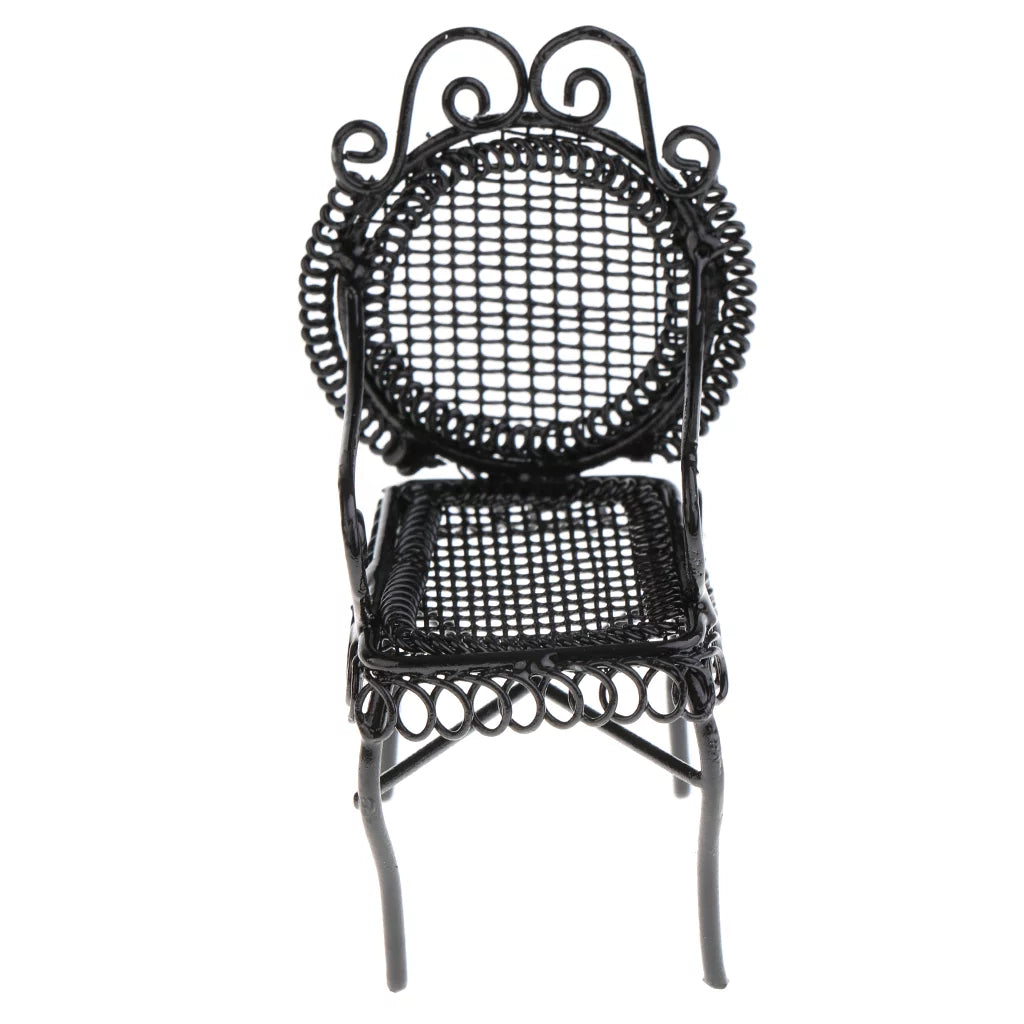 1/12 Scale Black Octagonal Table Chairs Furniture Set E197