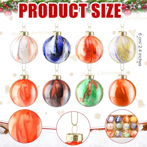 12 Pcs Marbled Christmas Ball Ornaments 2.5'' Shatterproof J283