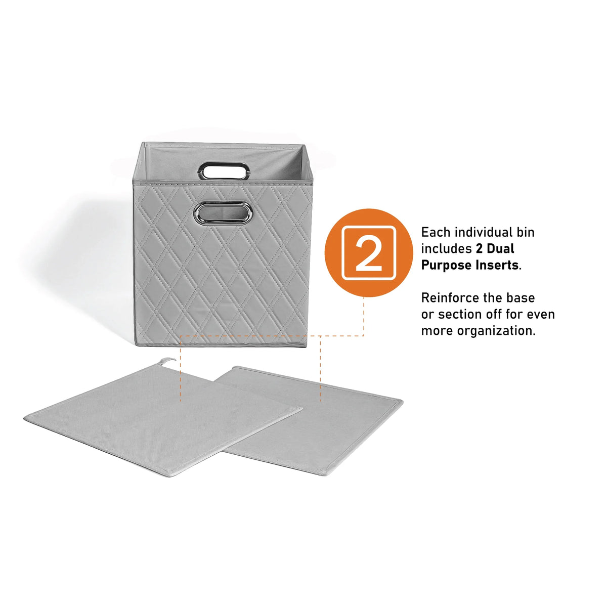 Gray Foldable Faux Leather Storage Cube Bins Set of Four D103