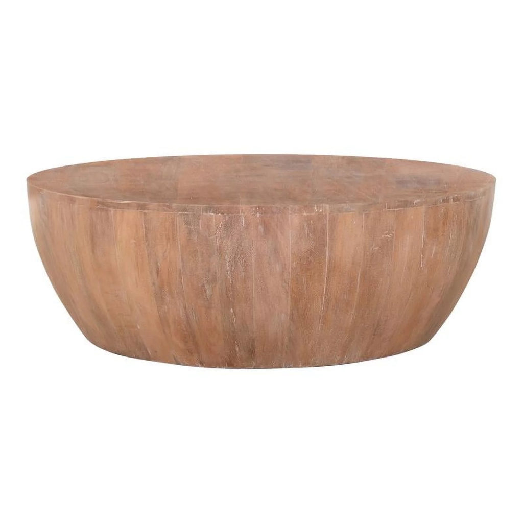 35.5" Drum Shaped Wood Coffee Table Brown B917045