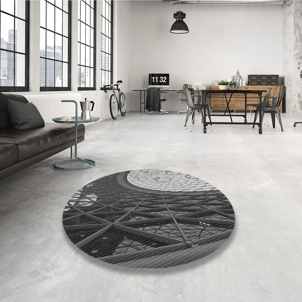 Dark Gray Black Patterned Area Rugs, 5' x 7' K8860