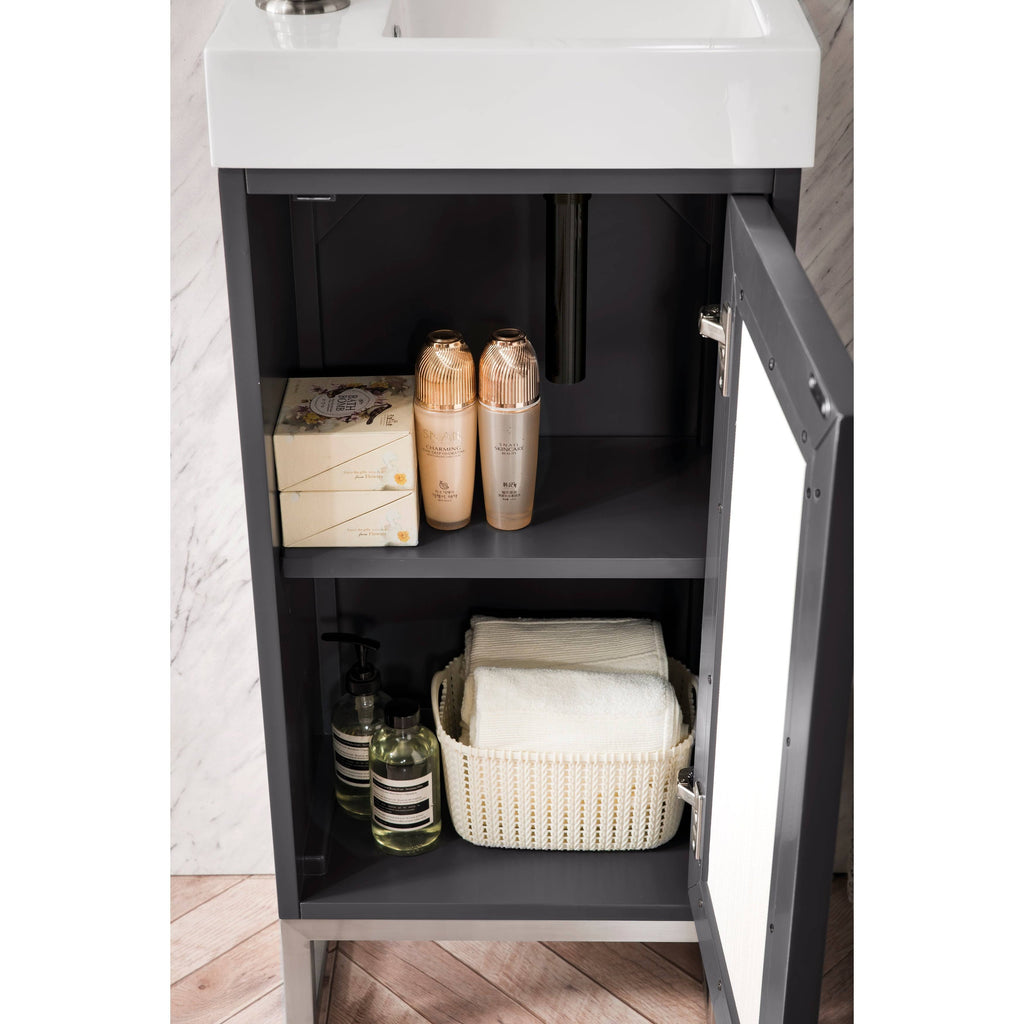 16 in. Chianti Single Vanity Cabinet with White Glossy Resin Countertop N356650