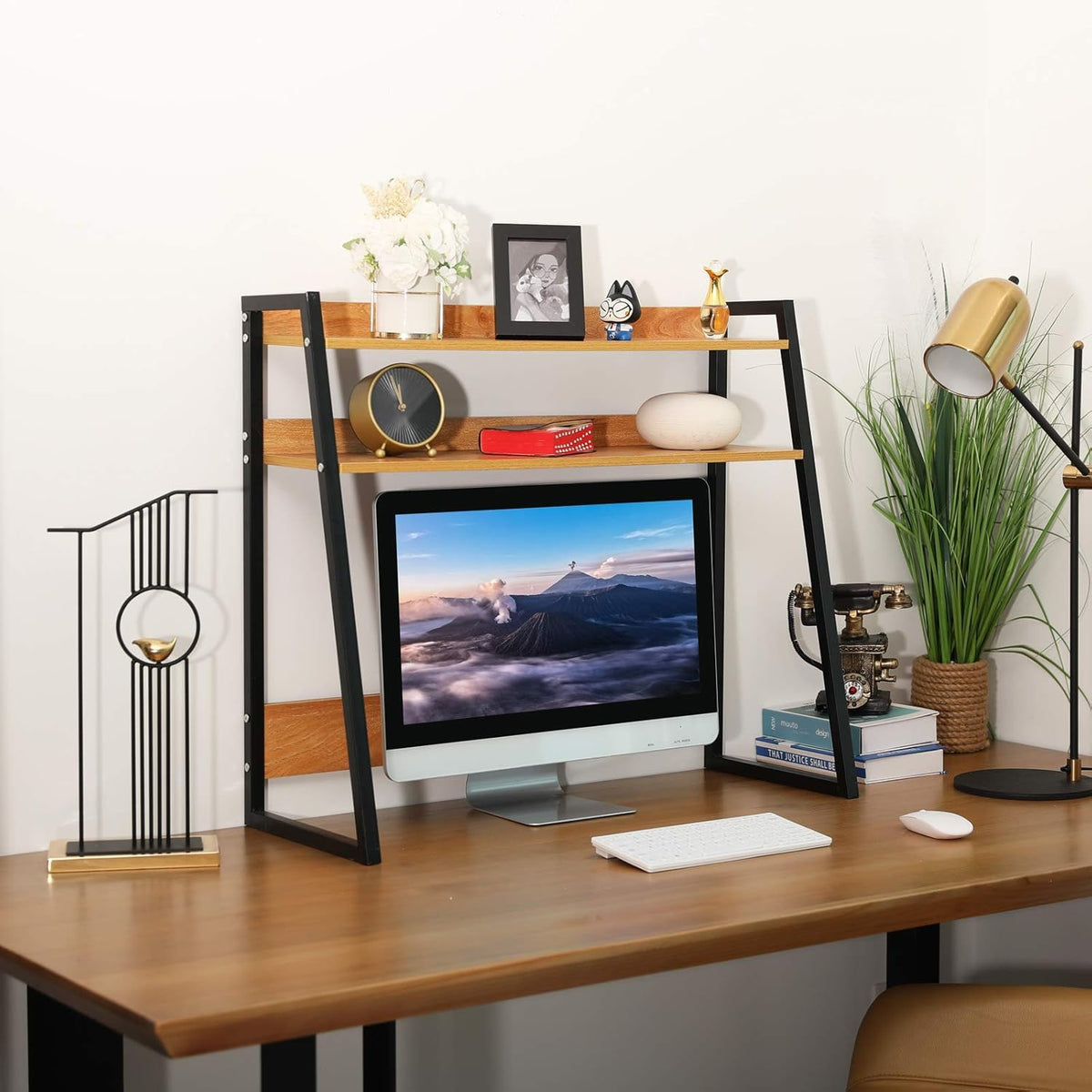 2-Tier Brown Wooden Bookshelf D33460