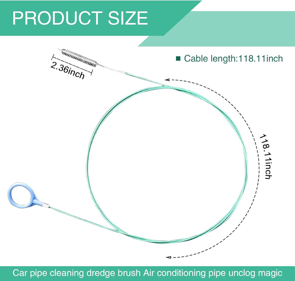 Green 9.8Ft Flexible Drain Hole Unblocker L221