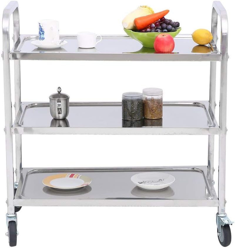 3 Tier Stainless Steel Utility Cart with Wheels K7245