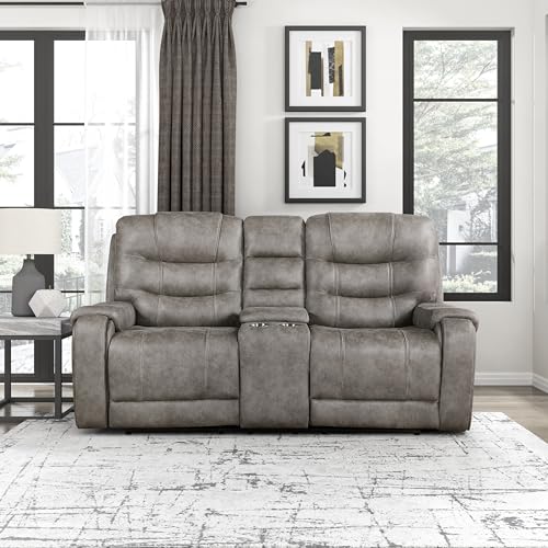 Grayish Brown Microfiber Recliner Sofa H535