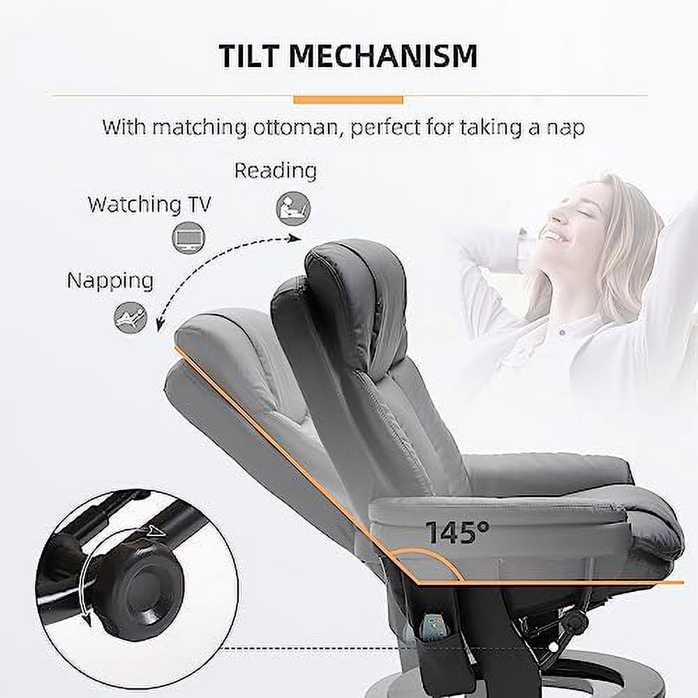Brown PU Leather Massage Recliner Chair with Ottoman A671624