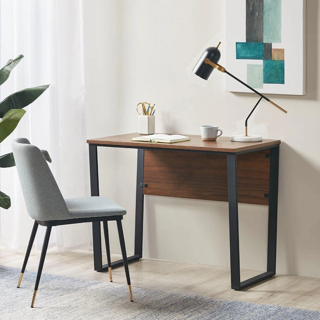 Home Office Computer Desk with Wooden Top and Metal Legs J948