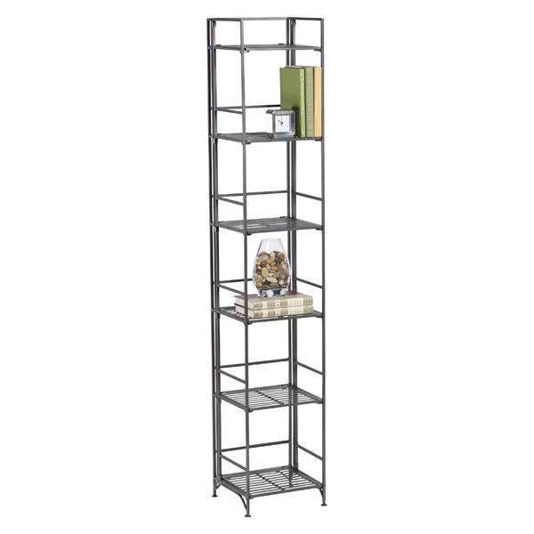 6-Shelf Iron Folding Tower Pewter N6490