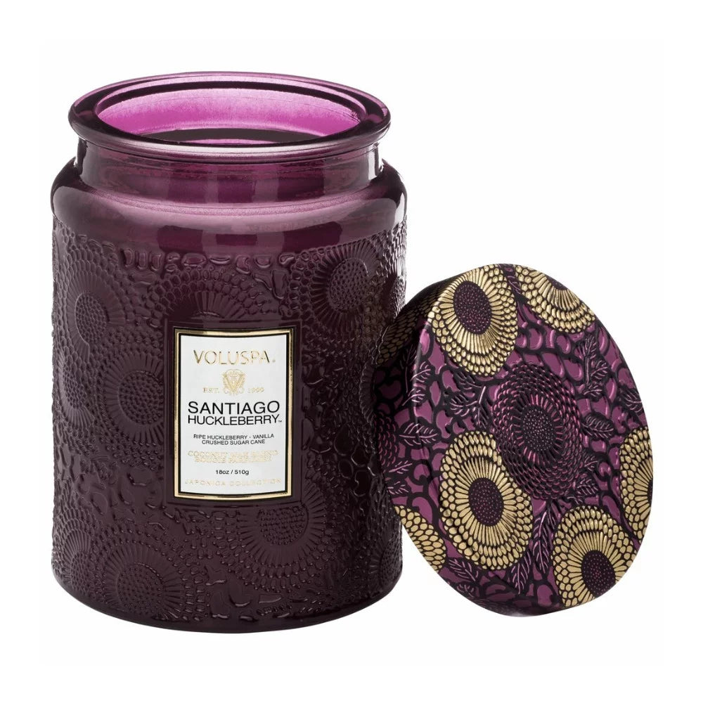 18 Ounces Embossed Glass Jar Candle C96405